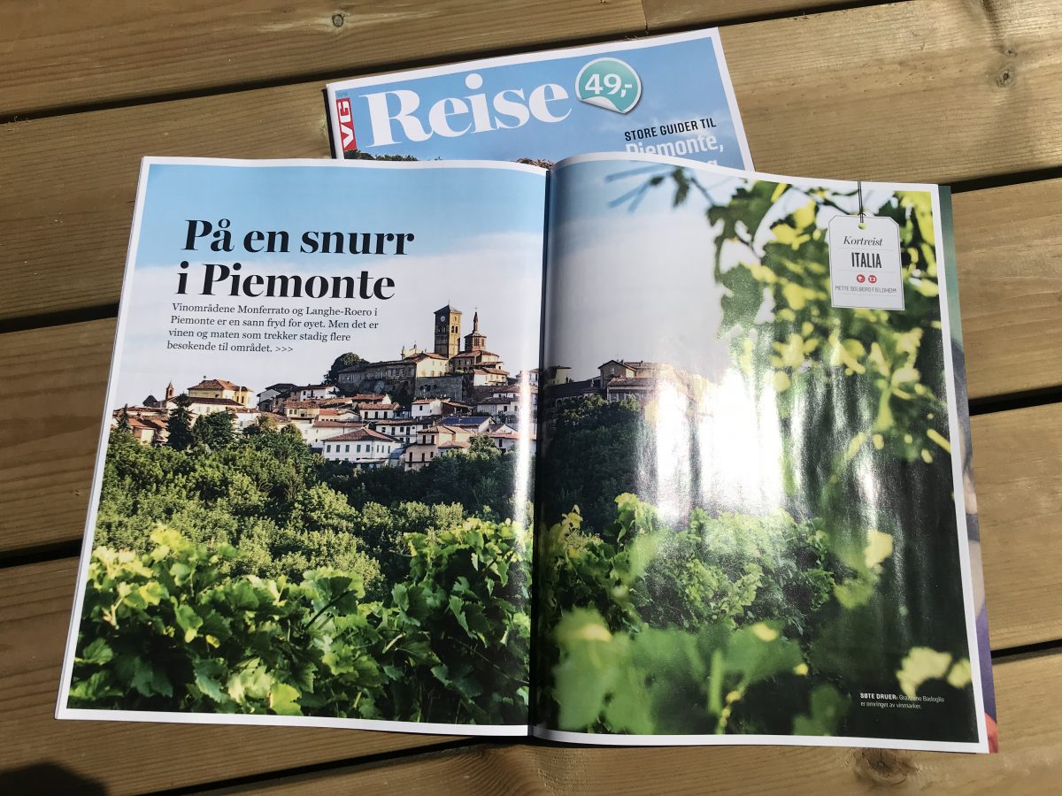 5 siders artikkel fra Piemonte i VG Reise. Tekst og foto: Mette S. Fjeldheim, Reiselykke