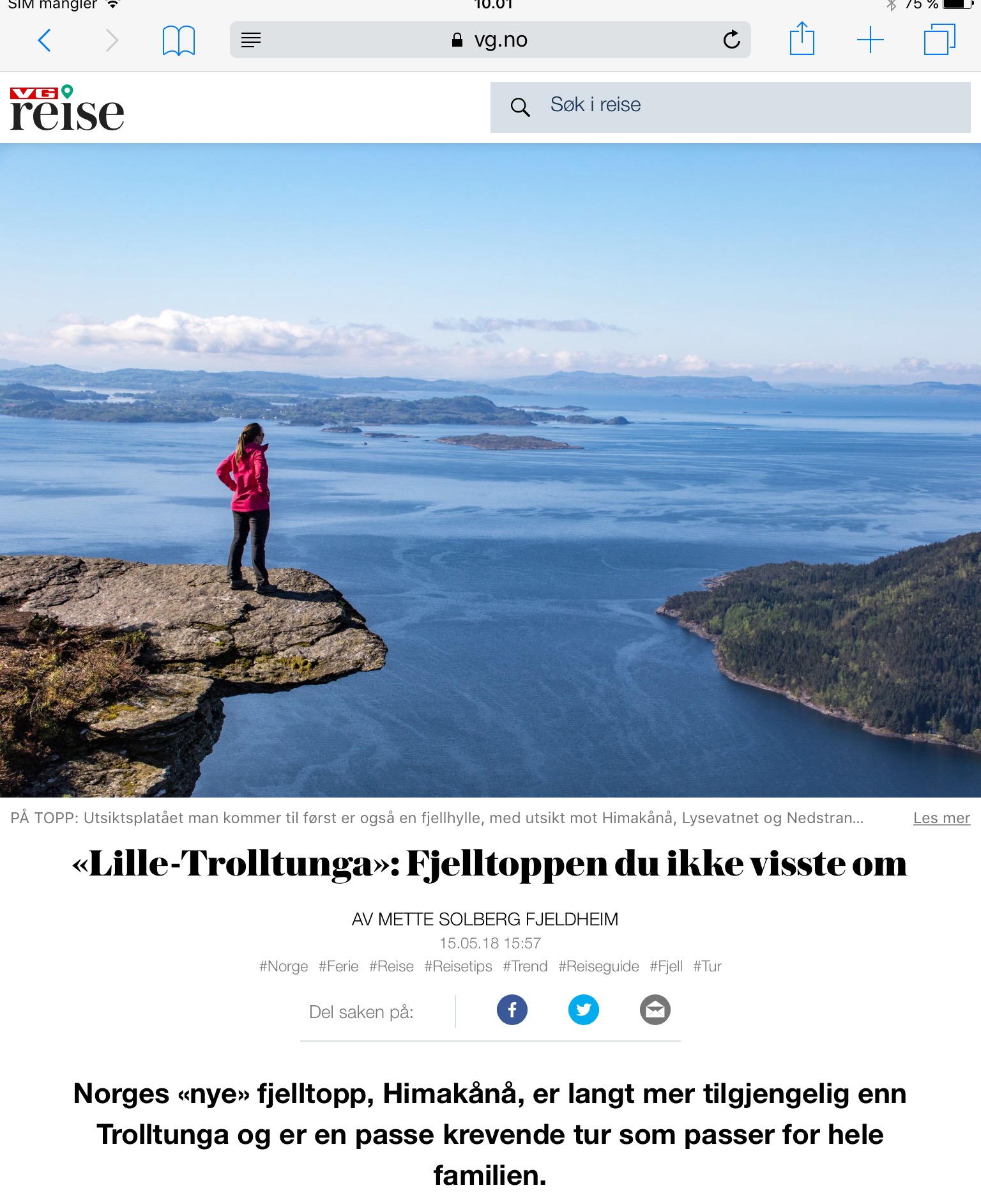 Reiseartikkel om Himakånå i VG_Levert av Mette S. Fjeldheim - Reiselykke